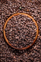 Black Lentils (Black masoor Dal). Black Lentils in Pottery.