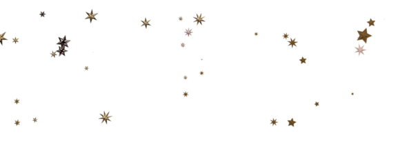 Banner with golden decoration. Festive border with falling glitter dust and stars.