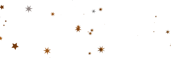 A gray whirlwind of golden snowflakes and stars. New