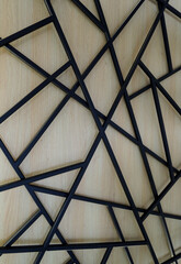 Decoration Of Wooden Surface With Grid Of Welded Square Tubes 
