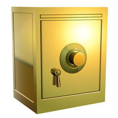 Security gold safe box icon, 3d illustration.