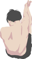 ストレッチする男性の背中のベクターイラスト