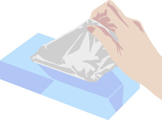 ティッシュをつまむ手のベクターイラスト