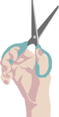 ハサミを持つリアルな手のベクターイラスト