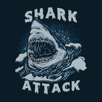 Shark attack illustration vector for brand or merchandise