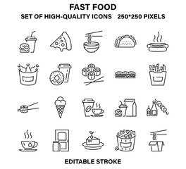 A set of simple but high-quality fast food icons