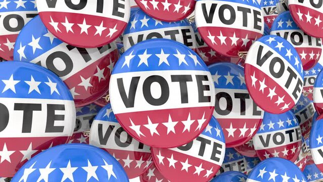 Vote Button Pins Election Integrity Protection Participate Democracy 3d Animation