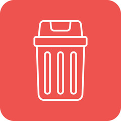 Trash Bin Multicolor Round Corner Line Inverted Icon