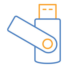 Usb Blue And Orange Line Icon