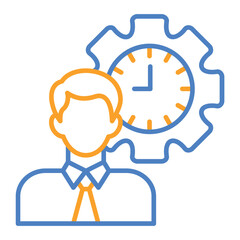 Punctuality Blue And Orange Line Icon