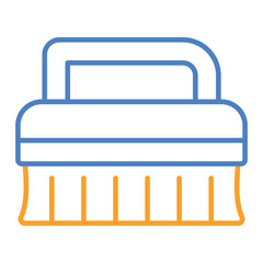 Cleaning Brush Blue And Orange Line Icon