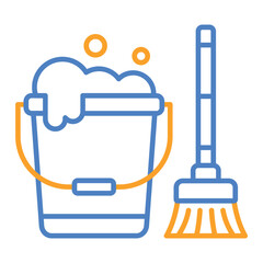 Cleaning Blue And Orange Line Icon