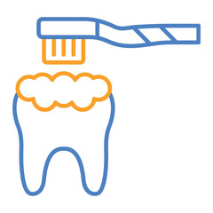 Teeth Brushing Blue And Orange Line Icon