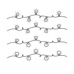 Obraz premium Set of Christmas lights doodle. Hand drawn vector ink Christmas illumination garlands. Design for home decoration, coloring book, greeting cards.