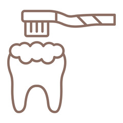 Teeth Brushing Multicolor Line Icon