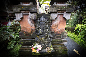 Ganesh statue decorated with flowers, Bali, Indonesia