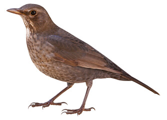 Female of Eurasian Blackbird (Turdus merula), PNG, cut out, isolated on transparent background