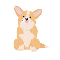 A cute corgi cartoon vector icon illustration. animal nature icon concept isolated premium vector. flat cartoon style.