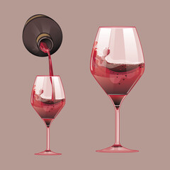 red wine glass and bottle design
