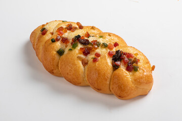 dried fruit bun isolated on white background