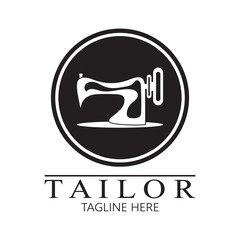 tailor logo icon illustration template combination of buttons for clothes, thread and sewing machine, for clothing product design, convection companies, fashion in vector form
