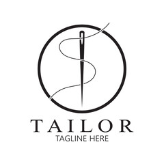 tailor logo icon illustration template combination of buttons for clothes, thread and sewing machine, for clothing product design, convection companies, fashion in vector form