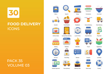 Food delivery icons collection.