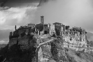 The famous Civita di Bagnoregio. Province of Viterbo, Lazio, Italy. Due to its unstable foundation that often erodes, Civita is famously known as 