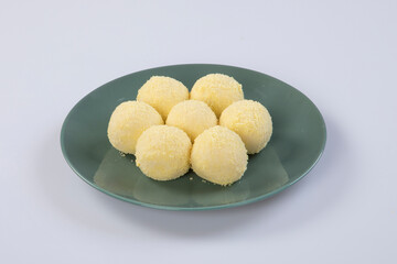 Bengali Mithai Kacha Gola Also Called Pranohora Sondesh Mishti Kaacha Golla Pranhara Sandesh Is Made Of Cottage Cheese Paneer And Chhena Flavored With Elaichi Doodh Mava Khova Kesar Pista Mawa Khoya