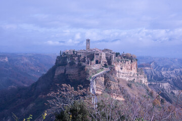 The famous Civita di Bagnoregio. Province of Viterbo, Lazio, Italy. Due to its unstable foundation that often erodes, Civita is famously known as "the dying city"