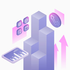 Data Analytics Systems Illustration. Data Analyse. Statistic. White Background. Vector illustration