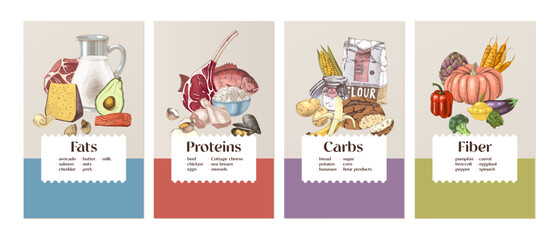 Four Macronutrients banners design templates
