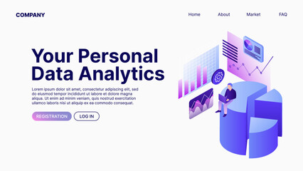 Your Personal Data Analytics. Data Analyse. Landing Page Template. Vector illustration