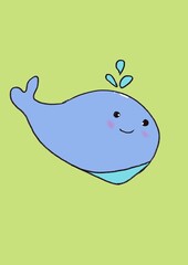 Cute whale splashing water.