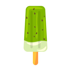 Summer Popsicle. Tropical cocktail, flamingo, Hawaiian flower, fruits, ice cream, watermelon isolated on white. Vector illustration