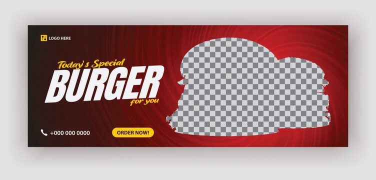 Special delicious burger discount offer ad or web banner design template