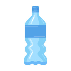 Plastic bottle. Container isolated on white. Vector illustration for pure water consumption, packaging, reusable trash concept