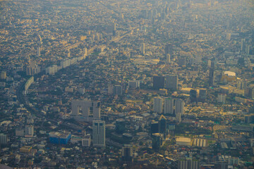 Aerial view building central of Bangkok metropolitan city