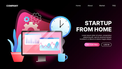 Startup Project Tools. Website Landing Page Mockup. Vector illustration
