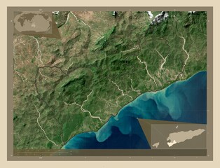 Covalima, East Timor. High-res satellite. Major cities