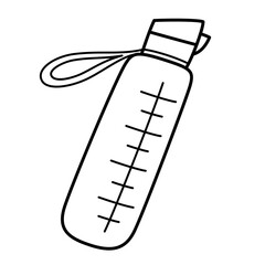 Sport bottle doodle icon, reusable bottle for fitness and running, drinking water while working out, vector illustration of hydration, hydrate water bottle, heathy lifestyle, isolated outline clipart 