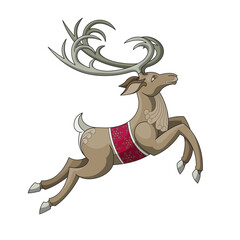 Jumping reindeer illustration (Design Element)
