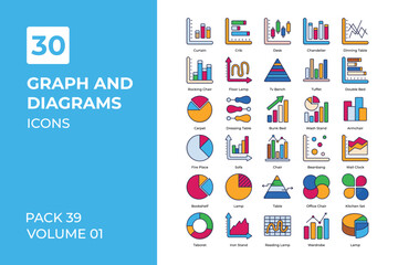 graph and diagrams icons collection.