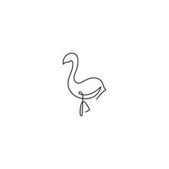 Continuous line flamingo. a minimalistic flamingo line monoline logo vector icon illustration