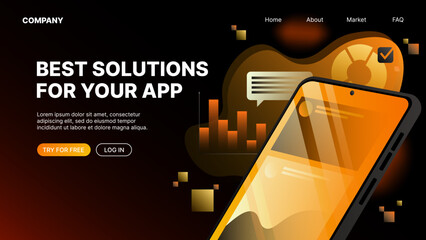 Best solutions for App Development. Horizontal Web Landing Page. Vector illustration
