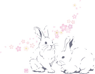 卯年の年賀状素材　桜模様