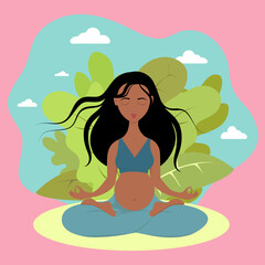 Obraz na płótnie Canvas Beautiful pregnant woman in meditation