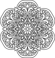 Adult coloring page Mandala.Hand drawn illustration.Oriental mystical pattern.Yoga mandala.Hand drawn illustration