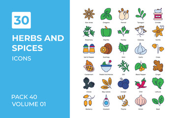 herb and spices icons collection.
