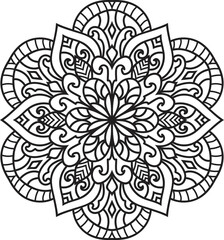 Mandala isolated on the white background.Decorative monochrome ethnic mandala pattern.Anti-stress coloring book page for adults.
